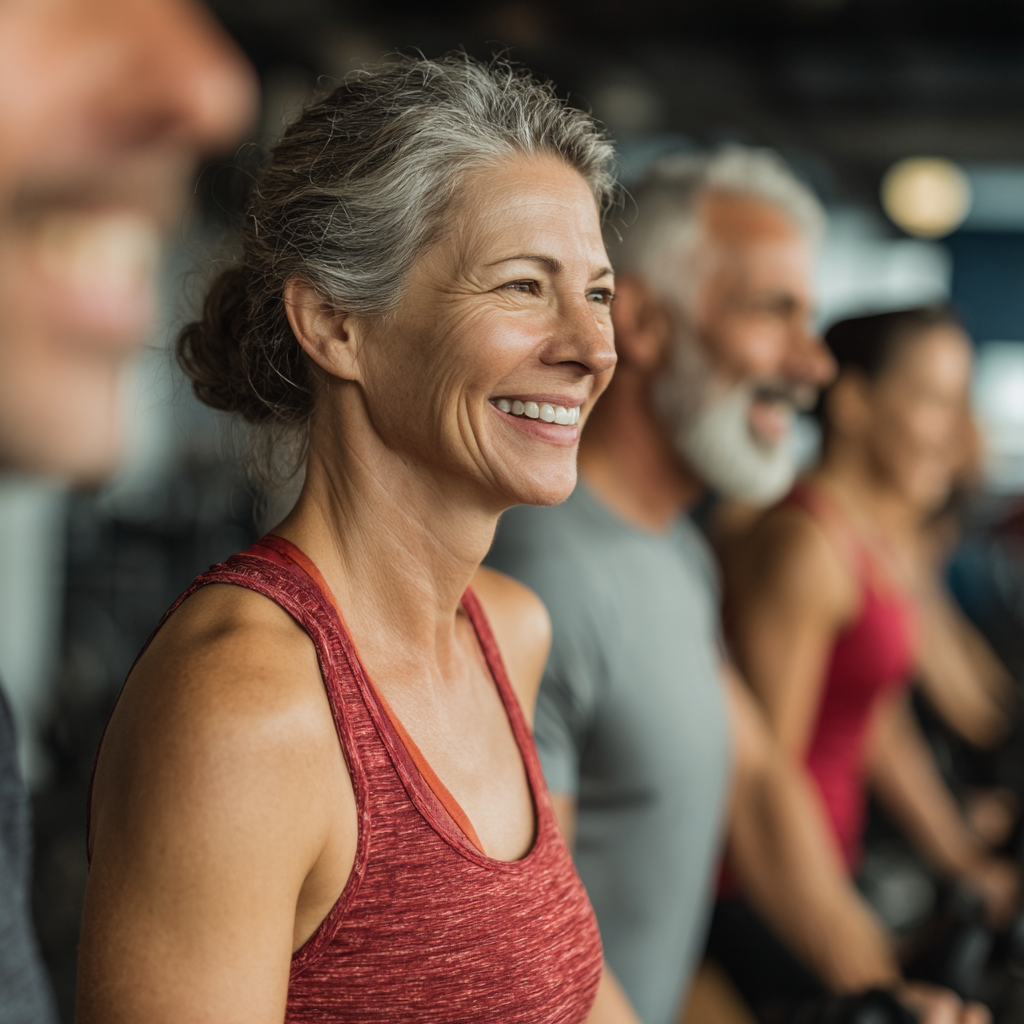 middle-aged adults engaged in fitness training session